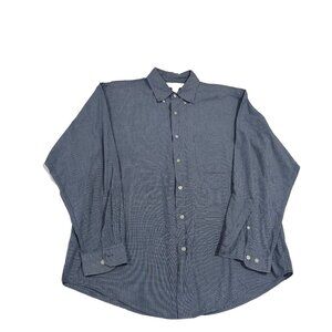 Merona Long Sleeve Button Down Shirt Large Blue Micro Check 100% Cotton